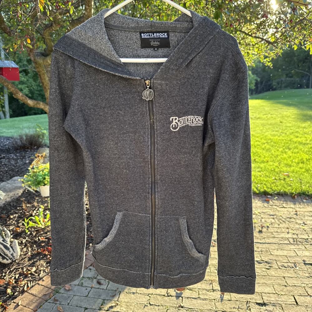BottleRock Napa Valley Festival Zip Up Hoodie Women's Medium Charcoal Gray